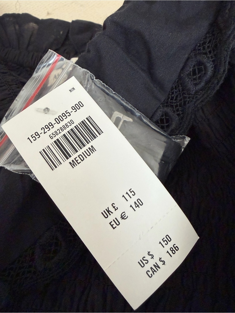 Abercrombie NWT Black Strapless Smocked Midi Dress 100% Cotton - Women - Picture 7 of 8